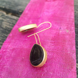 925 Silver Long Black Agate Earring