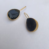 925 Silver Long Black Agate Earring