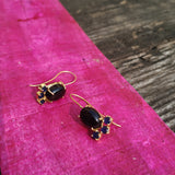 925 Silver Gold Tone Hook Earring With Stone Cluster