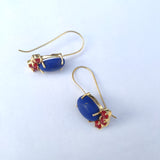 925 Silver Gold Tone Hook Earring With Stone Cluster