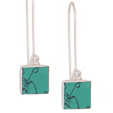 925 Silver Long Dangler Earring With Turquoise Stone