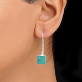 925 Silver Long Dangler Earring With Turquoise Stone