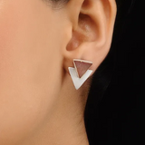 Small Geometric Silver Studs With Rust Stone