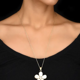 Beautiful Light Weight Flower Pendant in Mother Of Pearl With Long Chain
