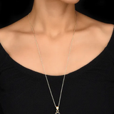 Beautiful Light Weight Flower Pendant in Jet Black Stone With Long Chain