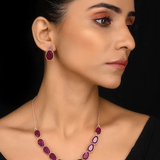Classic 925 Silver Necklace With Calibrated Pink Stone