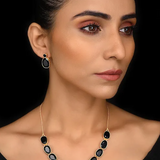 Classic 925 Silver Necklace With Calibrated Black Stone