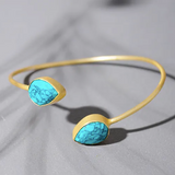 Gold Toned Sterling Silver Turquoise Open Cuff Bracelet