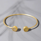 Gold Toned Sterling Silver Open Cuff Bracelet With Natural Druzy