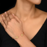 Gold Toned Sterling Silver Open Cuff Bracelet With Natural Druzy