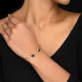 Gold Toned Sterling Silver Open Cuff Bracelet With Natural Druzy